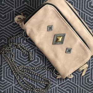 Crossbody purse tan with jewels